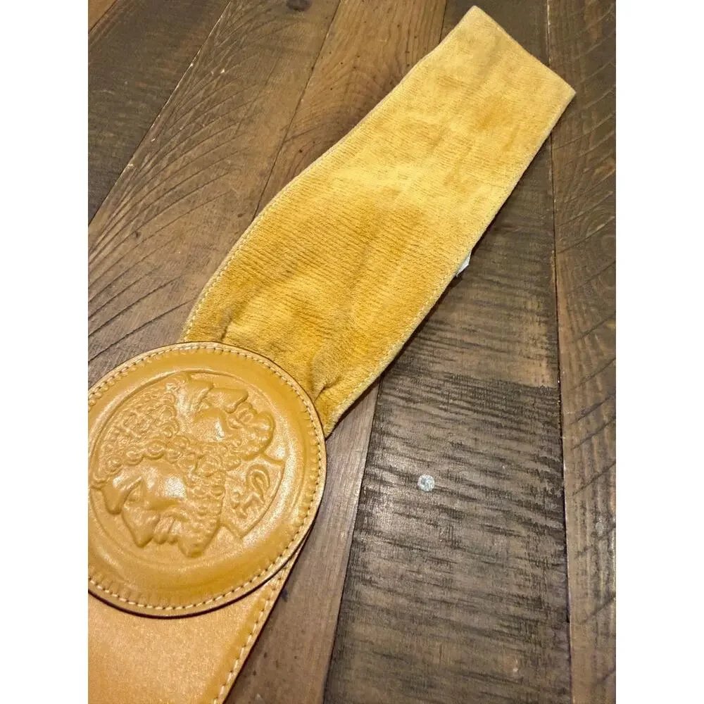 FENDI BROKEN Leather Belt Mustard Yellow HEAVILY USED
